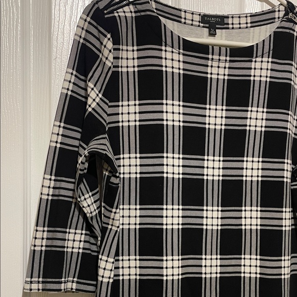 Talbots Shift Dress -Black and White Plaid with Elbow Length Sleeve - Lp - Picture 4 of 13